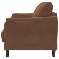 Selma Rust Velvet Upholstered Crescent Arm Loveseat - Ornate Home