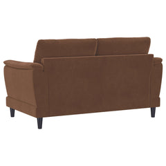 Selma Rust Velvet Upholstered Crescent Arm Loveseat - Ornate Home