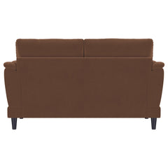 Selma Rust Velvet Upholstered Crescent Arm Loveseat - Ornate Home