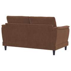 Selma Rust Velvet Upholstered Crescent Arm Loveseat - Ornate Home