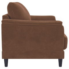 Selma Rust Velvet Upholstered Crescent Arm Loveseat - Ornate Home