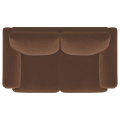 Selma Rust Velvet Upholstered Crescent Arm Loveseat - Ornate Home