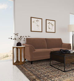 Selma Rust Velvet Upholstered Crescent Arm Sofa - Ornate Home