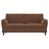 Selma Rust Velvet Upholstered Crescent Arm Sofa - Ornate Home