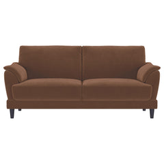 Selma Rust Velvet Upholstered Crescent Arm Sofa - Ornate Home