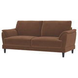 Selma Rust Velvet Upholstered Crescent Arm Sofa - Ornate Home