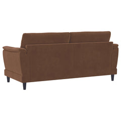 Selma Rust Velvet Upholstered Crescent Arm Sofa - Ornate Home
