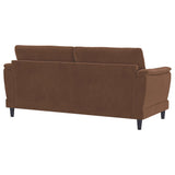 Selma Rust Velvet Upholstered Crescent Arm Sofa - Ornate Home