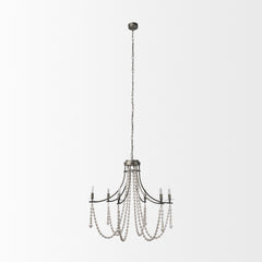Selma White Wood Bead and Metal Chandelier - Ornate Home