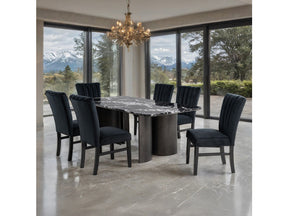 Selsey Black 7 Pc. Dining Table Set w/ Black Chair - Ornate Home