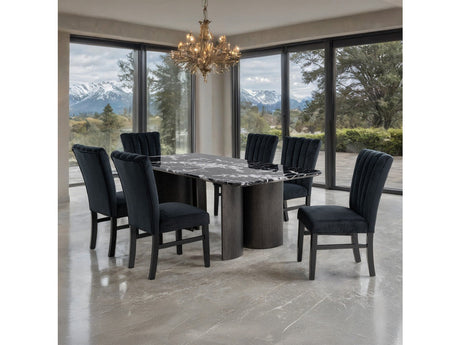 Selsey Black 7 Pc. Dining Table Set w/ Black Chair - Ornate Home