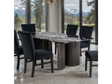 Selsey Black Dining Table (Black Stone Top) - Ornate Home
