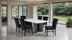 Selsey White Dining Table (White Stone Top) - Ornate Home