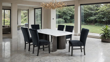 Selsey White Dining Table (White Stone Top) - Ornate Home
