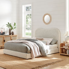 Seluna Pearl Boucle Queen Platform Bed - Ornate Home