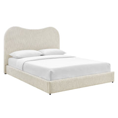 Seluna Pearl Boucle Queen Platform Bed - Ornate Home