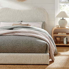 Seluna Pearl Boucle Queen Platform Bed - Ornate Home