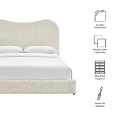 Seluna Pearl Boucle Queen Platform Bed - Ornate Home