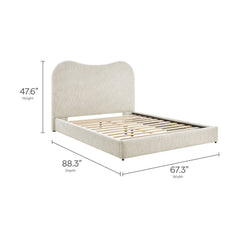 Seluna Pearl Boucle Queen Platform Bed - Ornate Home