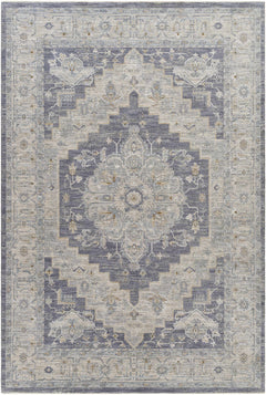 Sema Blue Medallion Thick Luxe Area Rug - Ornate Home