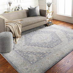 Sema Blue Medallion Thick Luxe Area Rug - Ornate Home
