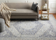 Sema Blue Medallion Thick Luxe Area Rug - Ornate Home