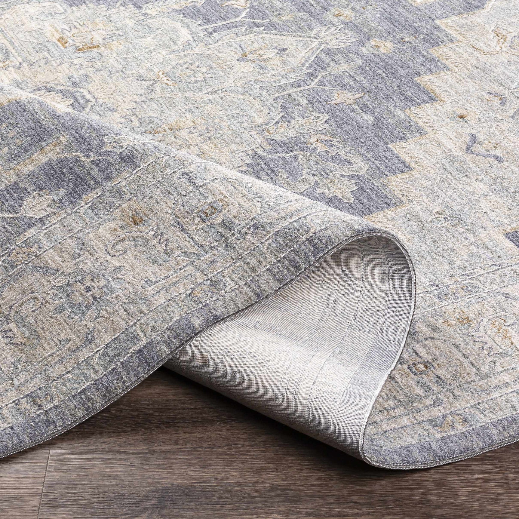 Sema Blue Medallion Thick Luxe Area Rug - Ornate Home