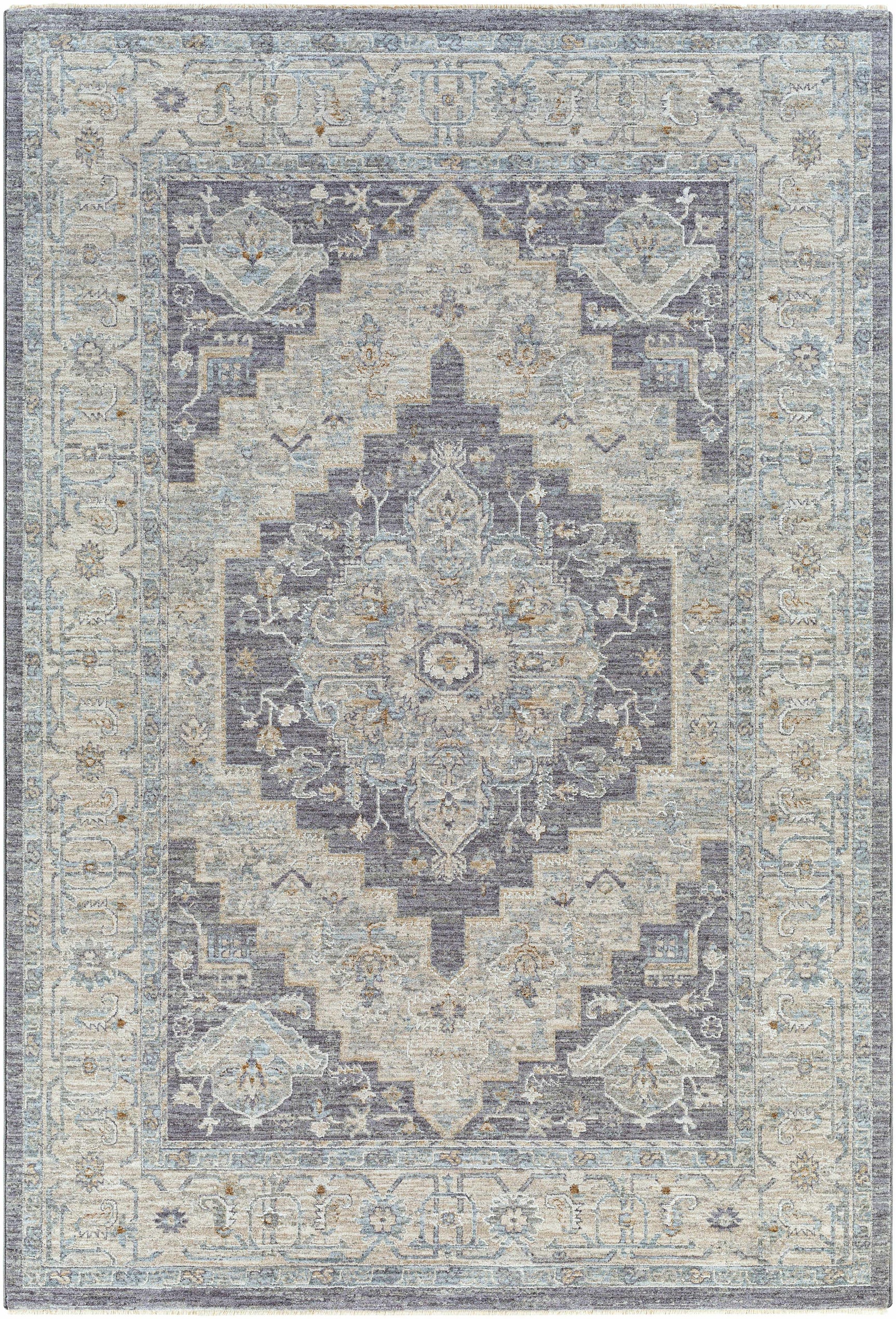 Sema Blue Medallion Thick Luxe Area Rug - Ornate Home