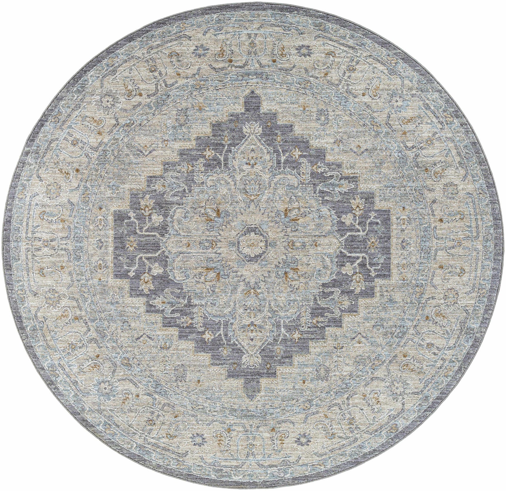 Sema Blue Medallion Thick Luxe Area Rug - Ornate Home