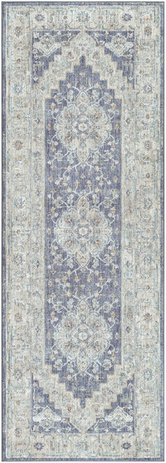 Sema Blue Medallion Thick Luxe Area Rug - Ornate Home