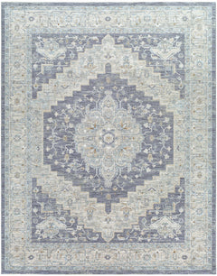 Sema Blue Medallion Thick Luxe Area Rug - Ornate Home