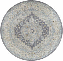 Sema Blue Medallion Thick Luxe Area Rug - Ornate Home