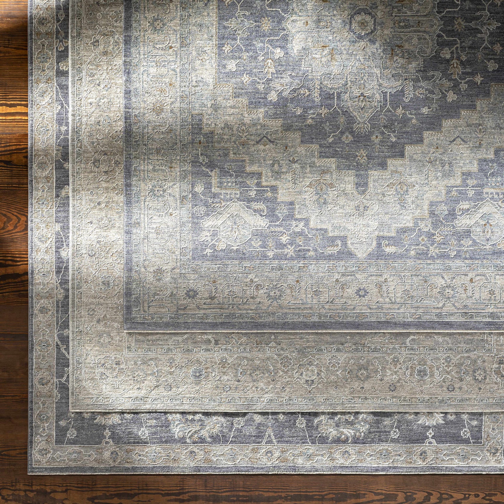 Sema Blue Medallion Thick Luxe Area Rug - Ornate Home
