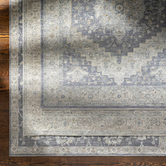 Sema Blue Medallion Thick Luxe Area Rug - Ornate Home