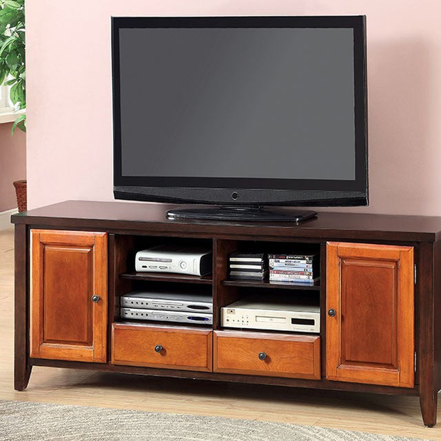Seneca Dark Oak/Dark Cherry TV Console - Ornate Home