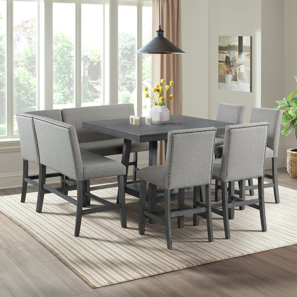 Seneca Grey 8-Piece Counter Height Dining Set - Ornate Home