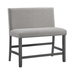 Seneca Grey Counter Bench with Upholstered Back - Ornate Home