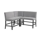 Seneca Grey Fabric 3-Piece Counter Corner Bench - Ornate Home