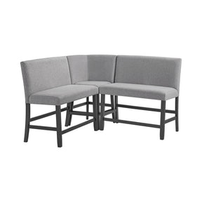 Seneca Grey Fabric 3-Piece Counter Corner Bench - Ornate Home