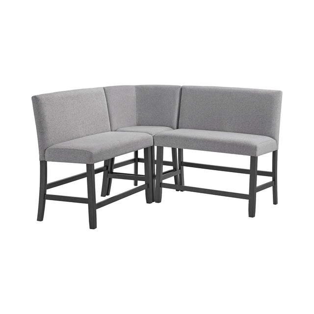 Seneca Grey Fabric 3-Piece Counter Corner Bench - Ornate Home
