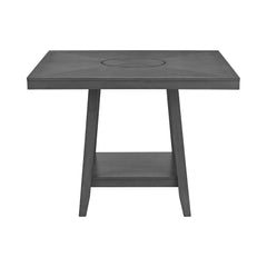 Seneca Grey Square Counter Table with Lazy Susan - Ornate Home