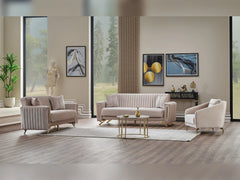 Senfoni Beige 3-pieces (Sofa & Loveseat & Chair) Living Room Set - Ornate Home