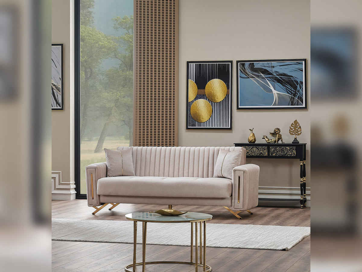 Senfoni Beige Convertible Sofa - Ornate Home