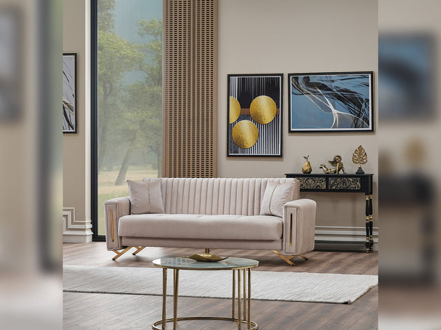 Senfoni Beige Convertible Sofa - Ornate Home