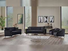 Senfoni Black 3-pieces (Sofa & Loveseat & Chair) Living Room Set - Ornate Home