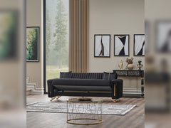 Senfoni Black Convertible Sofa - Ornate Home