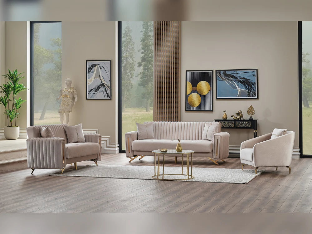 Senfoni Beige 3-pieces (Sofa & Loveseat & Chair) Living Room Set