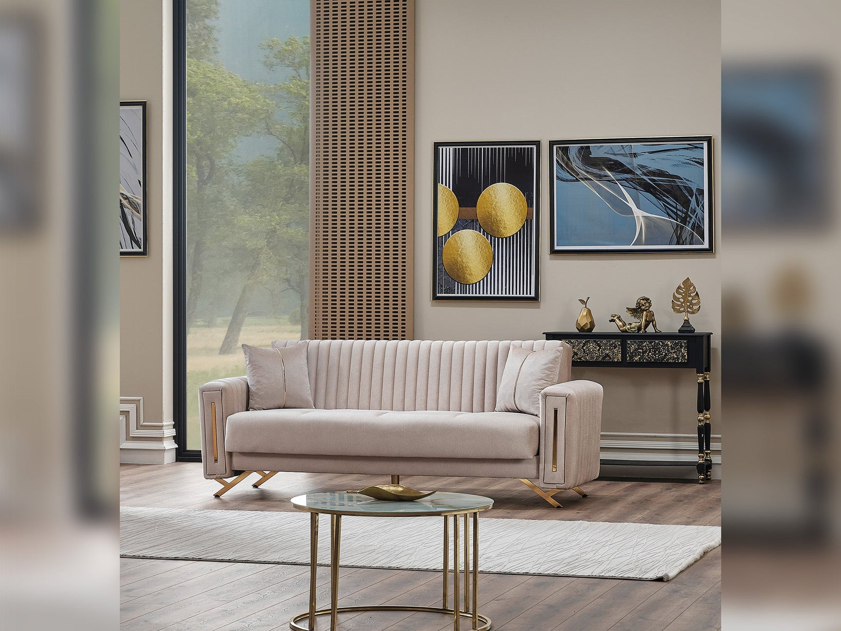 Senfoni Beige Convertible Sofa