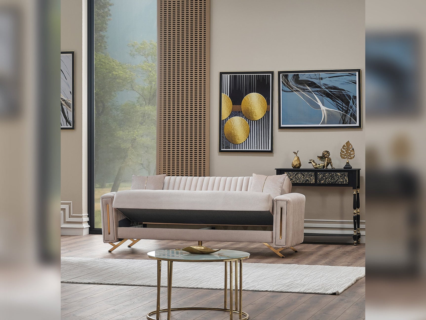 Senfoni Beige Convertible Sofa