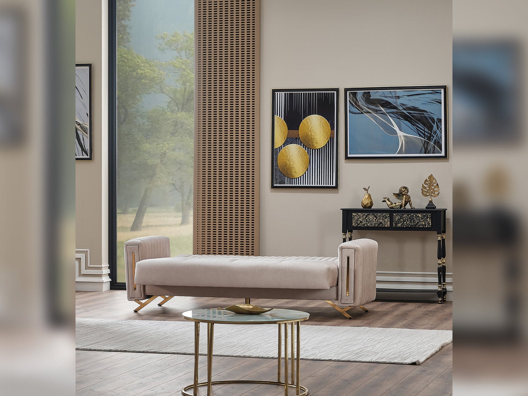 Senfoni Beige Convertible Sofa